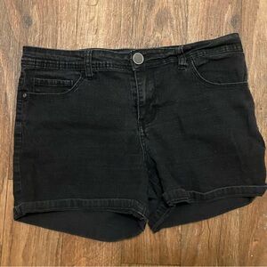 Red Blue Denim Womens Black Denim Shorts Size 9 10 Waist 32”